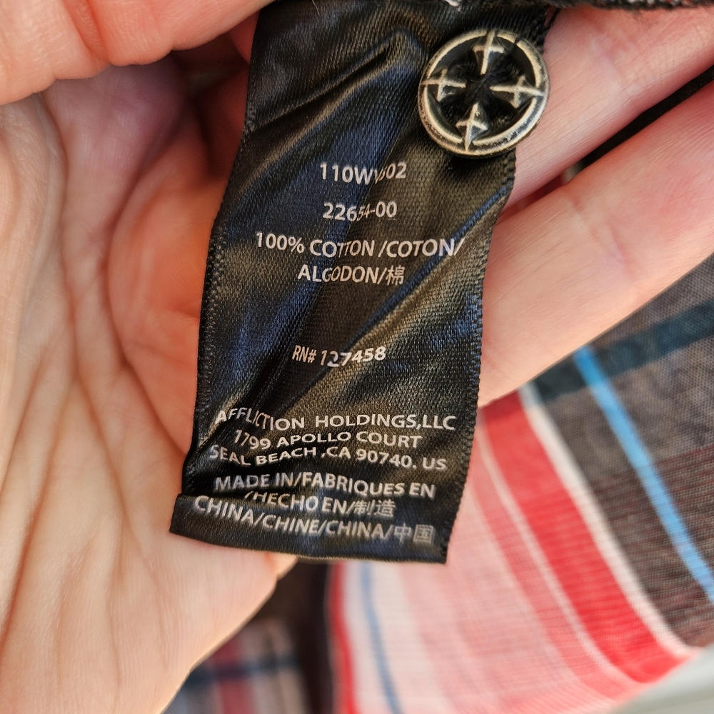 Affliction Button-Down Long Sleeve Plaid Shirt Si… - image 5